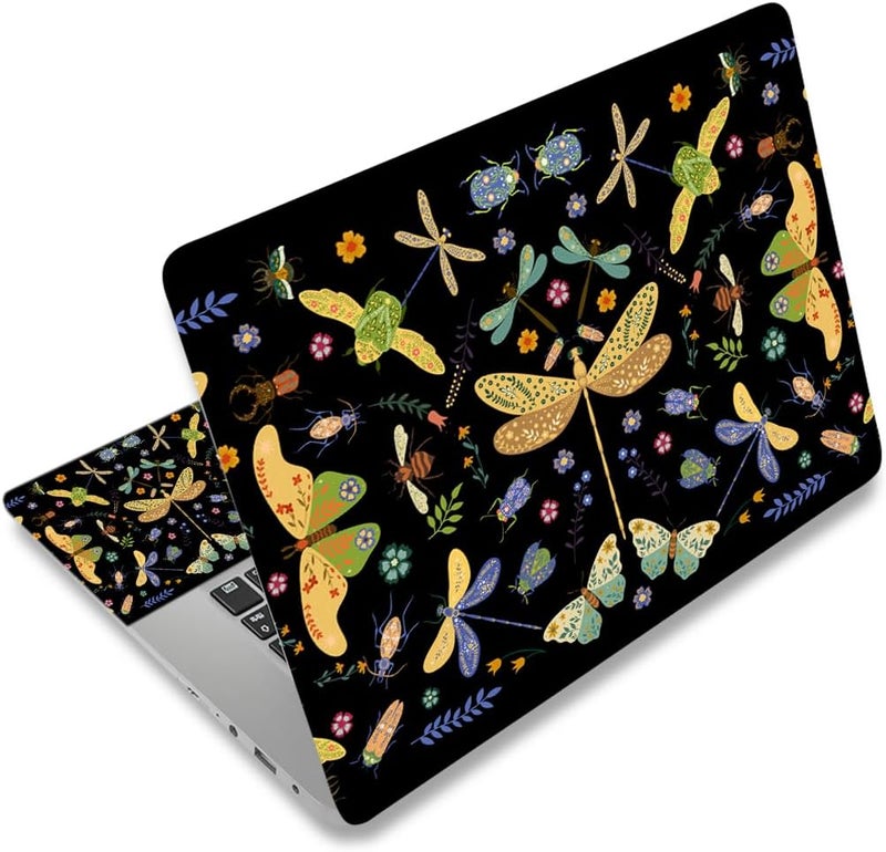 DINKY Laptop Skin Sticker Decal 15.6" 15.4" 12" 13" 13.3" 14" 15 inch Laptop Universal Vinyl Skin Stickers Cover Art Decal Notebook PC Personalized Protector, Black Dragonfly - Image 1
